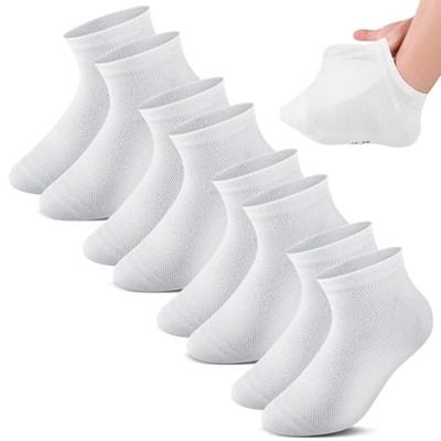 4 Pairs Extra Wide Diabetic Socks Low Cut Thin Bariatric Sock Non Binding White