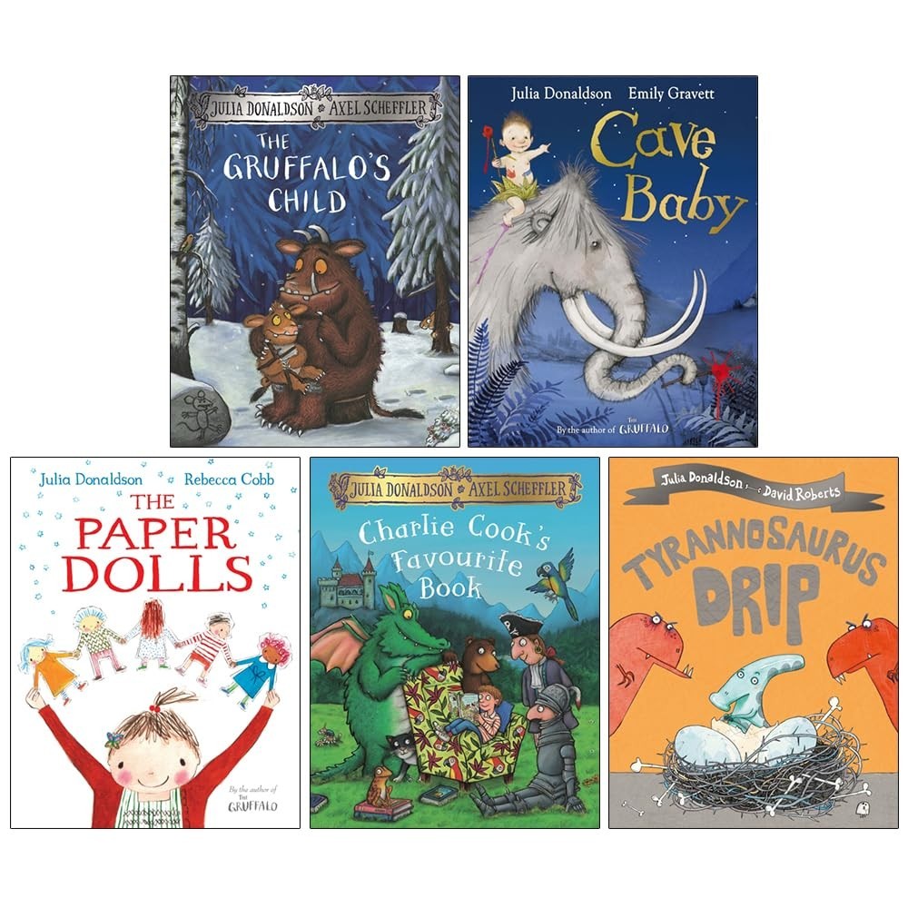Julia Donaldson 5 Books Collection Set Tyrannosaurus Drip,Paper Dolls,Cave Baby