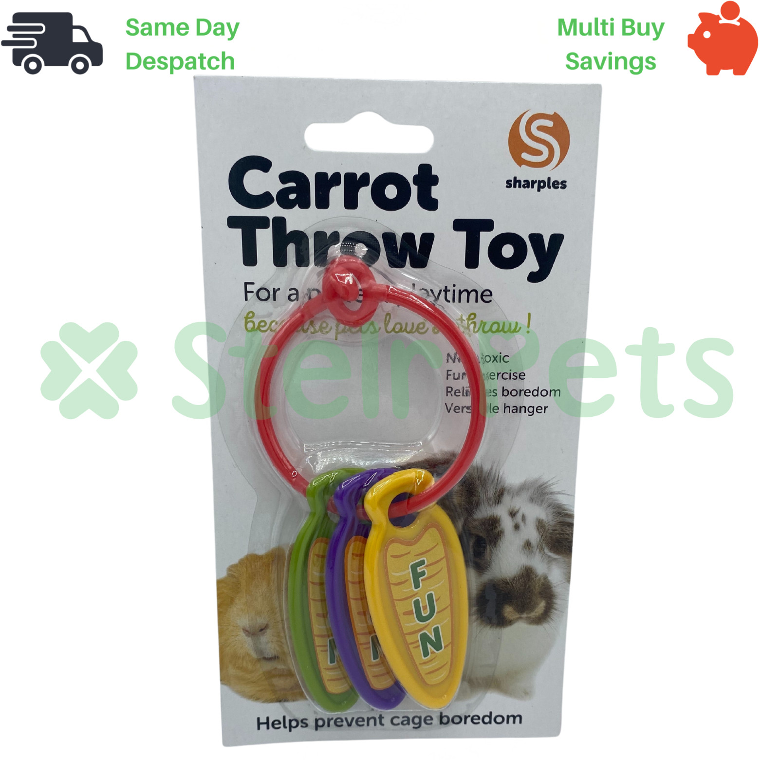 Carrot Throw Rabbit Toy for Rabbits, Guinea Pigs, Small Animals