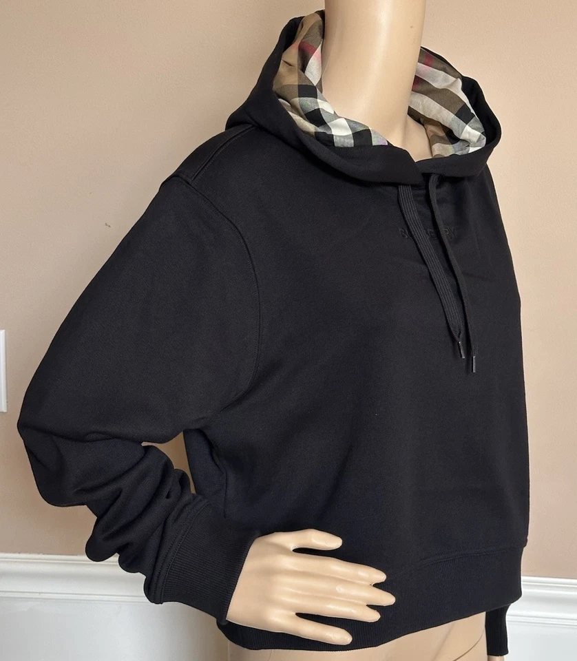 Sudadera a Cuadros con Logo Burberry Talley Negra S 8084391 Nueva con Etiquetas $760 Foto 2 de 4