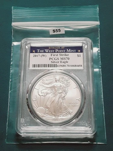 2017 (W) PCGS MS70 First Strike $1 .999 Fine silver American Silver Eagle! S55