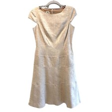 Anne Klein Women's Beige Herringbone Cap Sleeve Sheath Dress Size 4