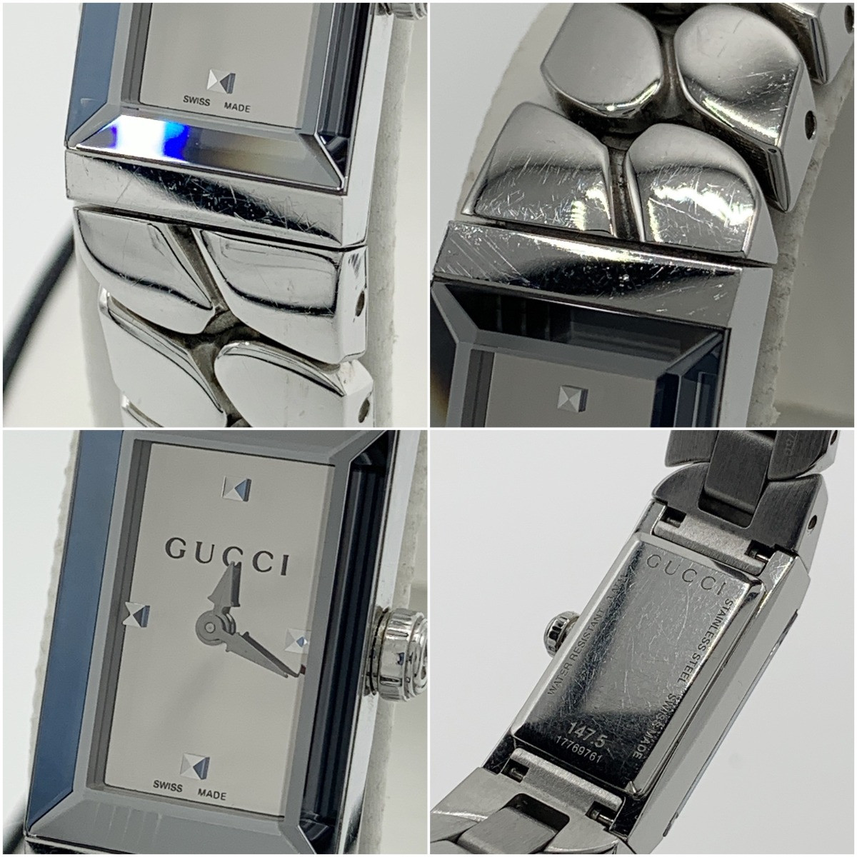 GUCCI 147.5 Silver Case Size 19mm Wrist Size 15cm Ladies Used