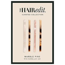 Marble Bobby Pins - Slim Multicolor Tortoise Acetate Fashion Hair Clips, 4