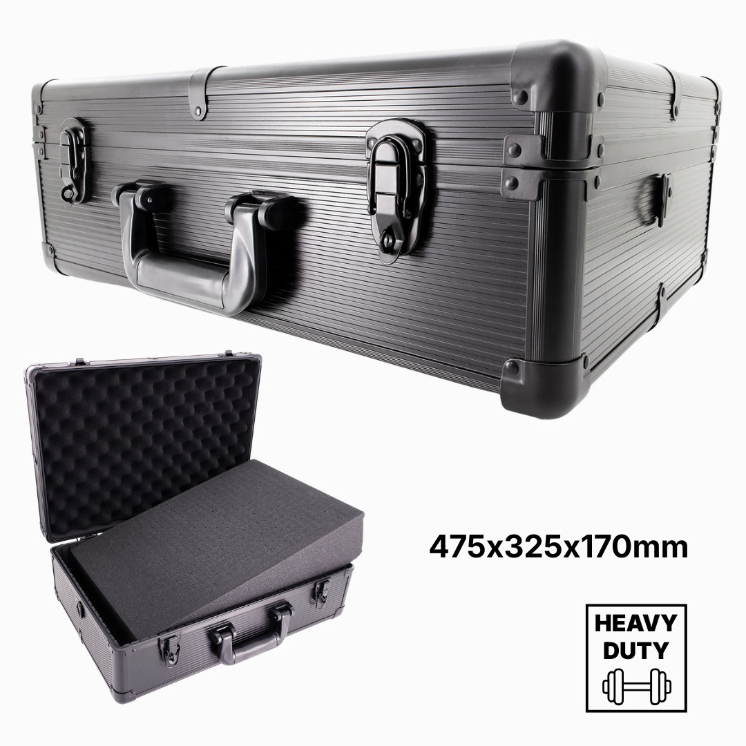 Black Reinforced Flight Case - Protective Hard Case with Cubed Pick & Pluck Foam