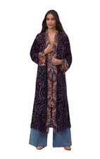 Johnny Was Twilight Silk Kimono Long Jacket Floral Embroidered Coat Purple NWOT