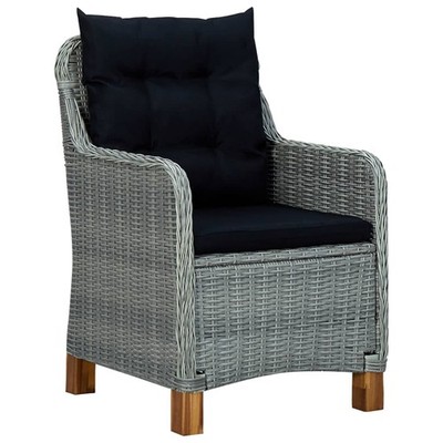 Patio Chairs 2 Pcs Patio Rattan Dining Chair with Cushions Poly Rattan vidaXL