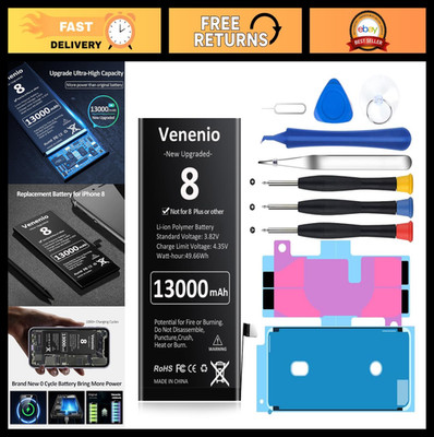 13000mAh Ultra-High Capacity Battery Replacement for iPhone 8 + Repair Tool Kit