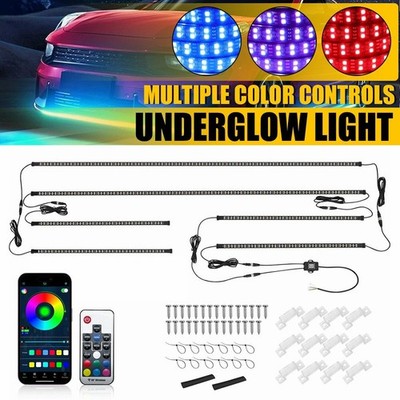Car RGB LED Underglow Light Smart Neon Accent Strips Kit Multi-Color Chasing EXV