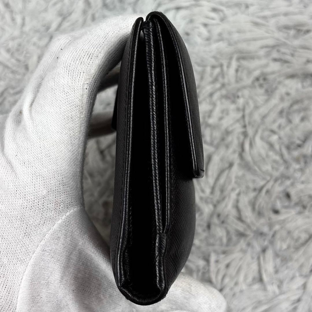 PRADA Saffiano Leather Compact Bifold Wallet Triangle Logo Black 4.3x6.3x0.8" thumbnail 5