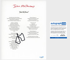 JOHN COUGAR MELLENCAMP SIGNED AUTOGRAPH ‘Jack & Diane’ Lyric Sheet ACOA