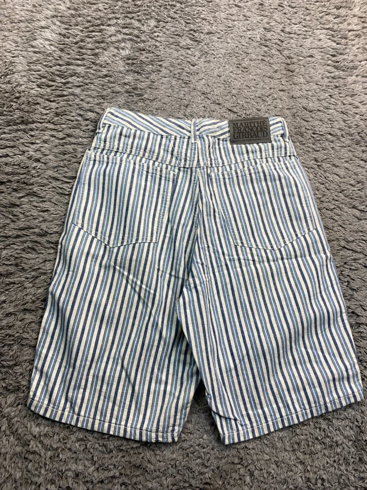 Pantalones Cortos De Colección Marithe Francois Girbaud Mujeres 5/6 Rayas Lino Sueltos Hechos en EE. UU. Años 90 Foto 2 de 4