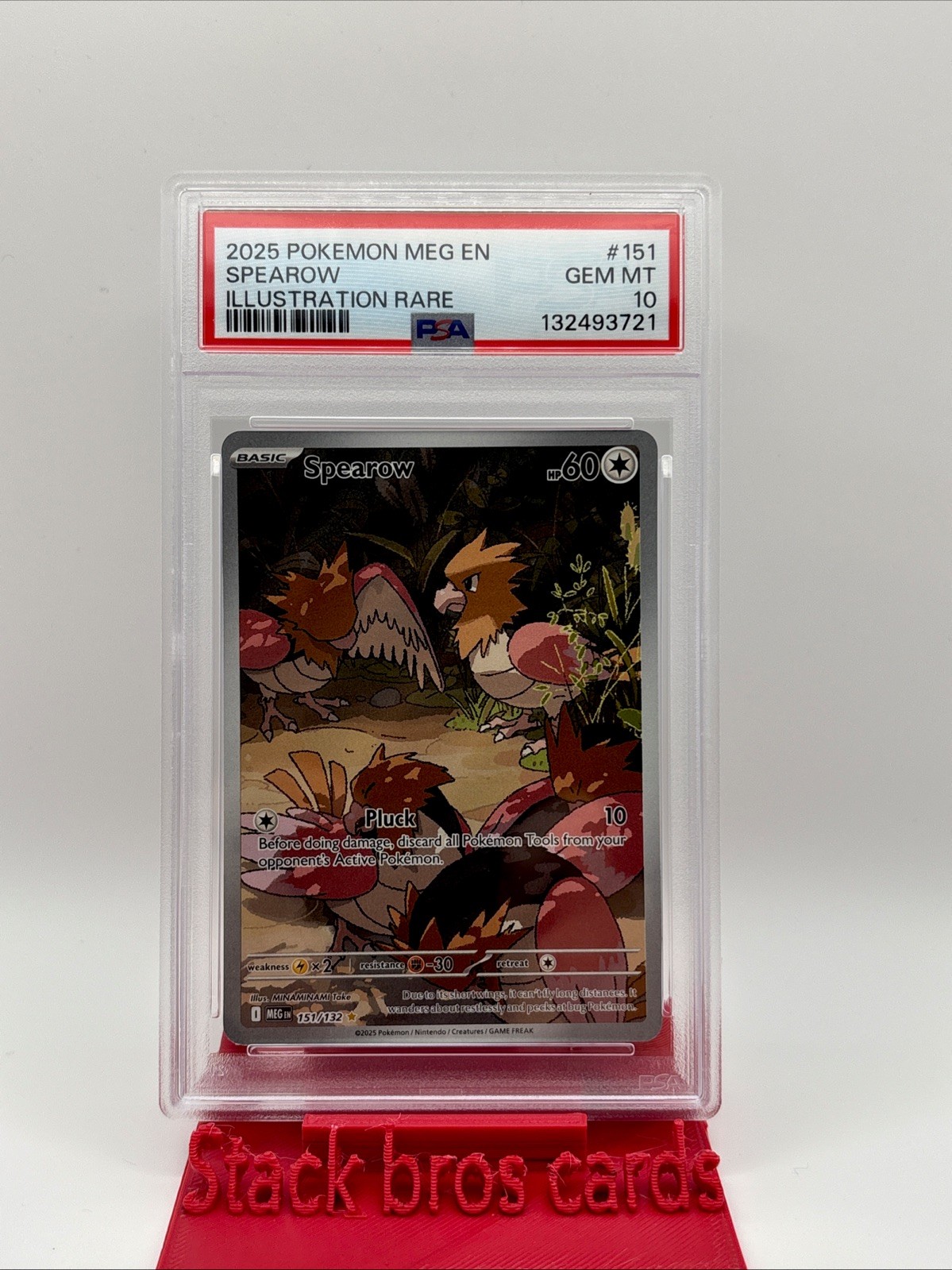 2025 Pokemon Meg En-Mega Evolution Illustration Rare #151 Spearow Psa 10