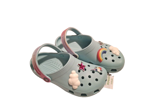 CROCS Girls Classic Logo Rainbow Gems Clogs Size 3Y Pure Water Color New - Picture 6 of 8