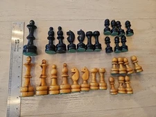 REPLACEMENT Per Piece Chess Wooden Pieces 3-3/4" King 1-3/4" Pawn Black Natural