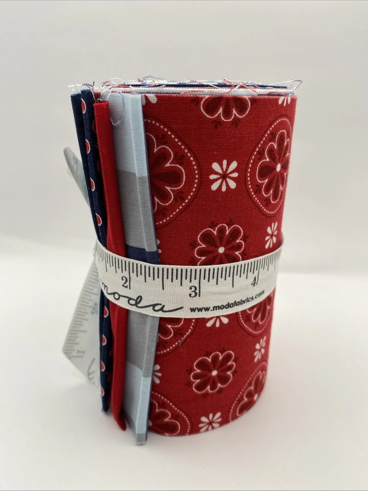 Moda Fabric 5" Strip Roll Red/White/Blue NEW - Image 2 of 4