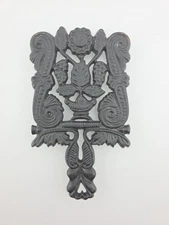 Cast Iron Floral Grape Design Trivet Marked No. 2 - 7.25" x 4.25"