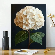 White Hydrangea Framed Canvas Stretched Ready to Hang 50x40 Home decor Gift