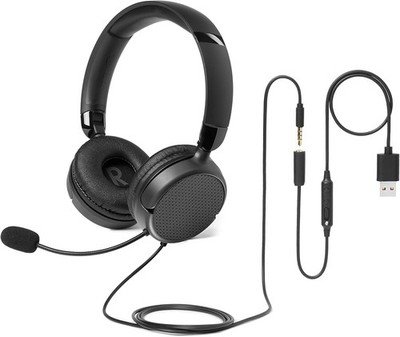  Over-Ear-Computer-Kopfhörer mit Kabel, verstellbarem Mikrofon, 3,5