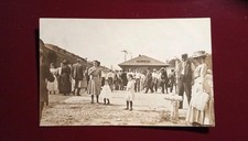 RPPC FOX LAKE IL Milwaukee Road RR Depot Train Crowd Real Photo Postcard 1910