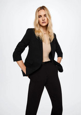 NWT MANGO MNG BLACK STRUCTURED ONE BUTTON SUIT BLAZER SZ 46 US 14
