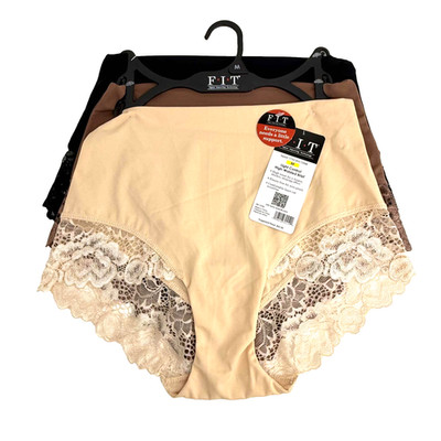 FIT 3-Pack Brief Panties Light Control Hi Waisted Size Medium Underwear New