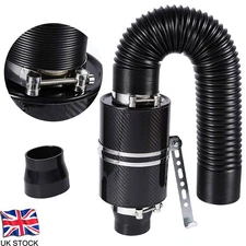 Car 3" Carbon Fibre Cold Air Filter Feed Enclosed Intake Induction Pipe Hose Kit