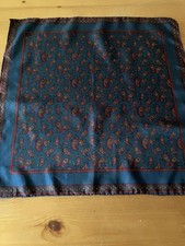 Italian Dark Blue/Paisley pattern Silk Square Scarf Wrap Handkerchief 18,5x18,5