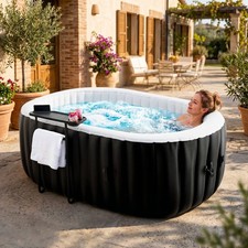 NAIZEA 2 Person Inflatable Oval Hot Tub with 100 AirJets,RelaxedSpa75”X47''X26''