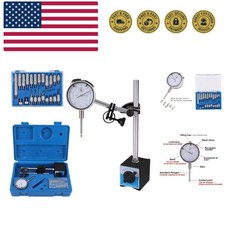 Dial Indicator with Magnetic Base Holder Fine Adjustable Long Arm 0-1" Magnet...
