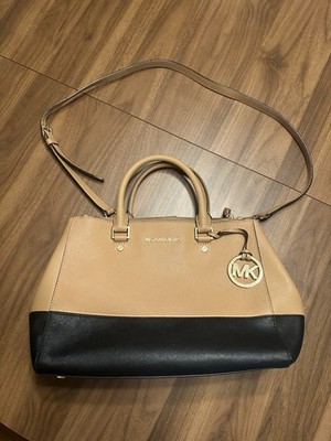 Michael Kors Sutton Large Satchel Saffiano Crossbody Handbag Luggage Black