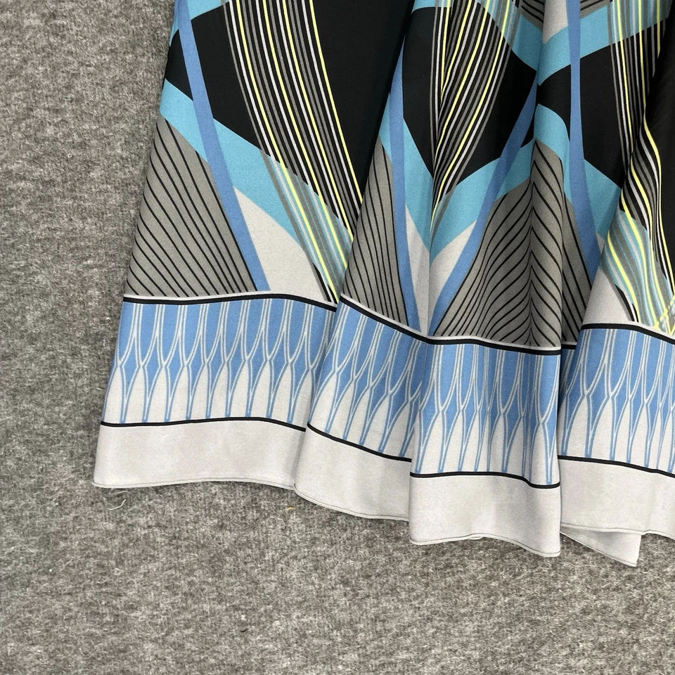 Emma James Midi Skirt Womens 10 Sheer Lined Chiffon Blue Black Abstract Striped - Image 3 of 4