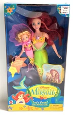 1990s Mattel #18929 ~ Little Mermaid ~ Let's Swim! Ariel & Merbaby ~ New In Box