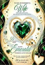 NEW To My Wonderful Wife on our Emerald Wedding Anniversary  55 Years A5 Card