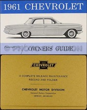 1961 Chevy Owners Manual and Envelope 61 SS Impala Biscayne Bel Air Chevrolet