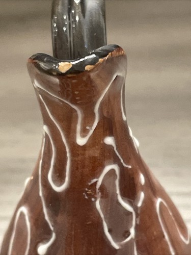 VTG S M Goretti Mini Pitcher Handmade Italy Handpainted Brown & White Signed - Picture 7 of 9