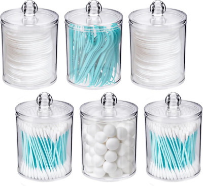 WEISHI 6 Pack Qtip Holder Dispenser -Cotton Ball, Swab, round Pads, Floss , Smal