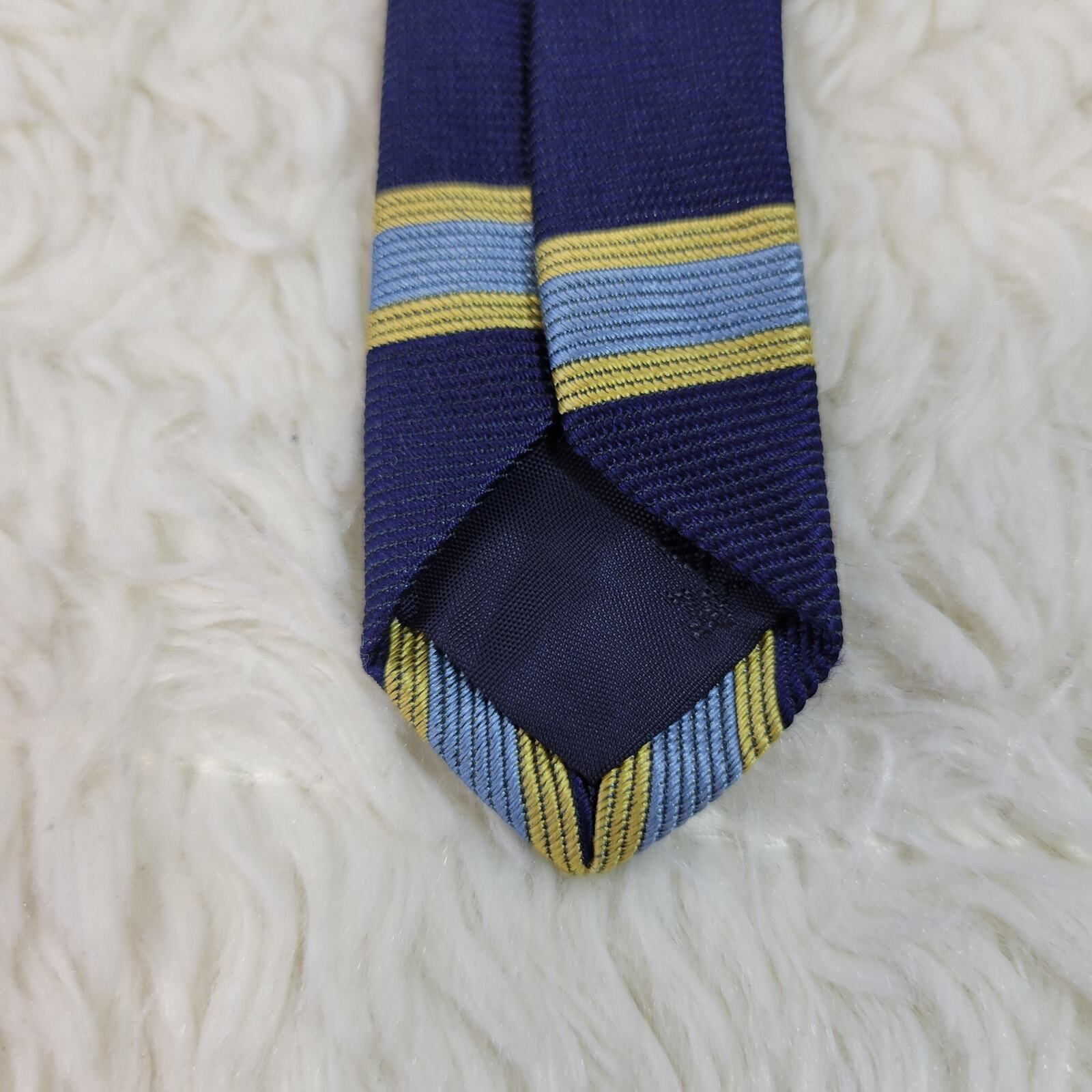 Vintage Brooks Brothers Silk Repp Necktie Men's Striped Blue Yellow Textured Tie thumbnail 6