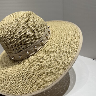 Pearl-Embellished Cream Wide-Brim Women\'s Hat BTB Los Angeles. s-l1200.jpg main image 4