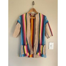 Vintage 70s zip up sweater rainbow stripes approx M