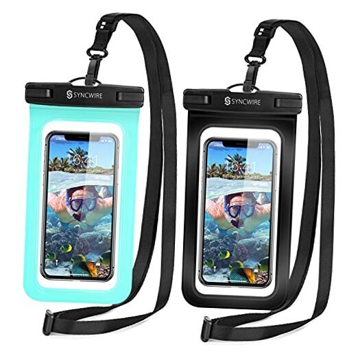 Universal IPX8 Waterproof Phone Pouch 2-Pack Black and Green for All Phones