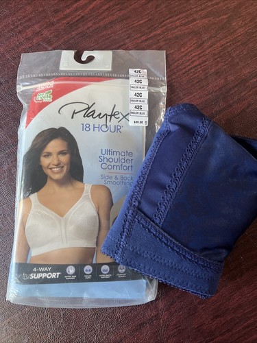 Playtex Bra 18 Hour Ultimate Shoulder Comfort Wirefree, Navy, 4693, 42C, $39 NWT - Imagen 3 de 7