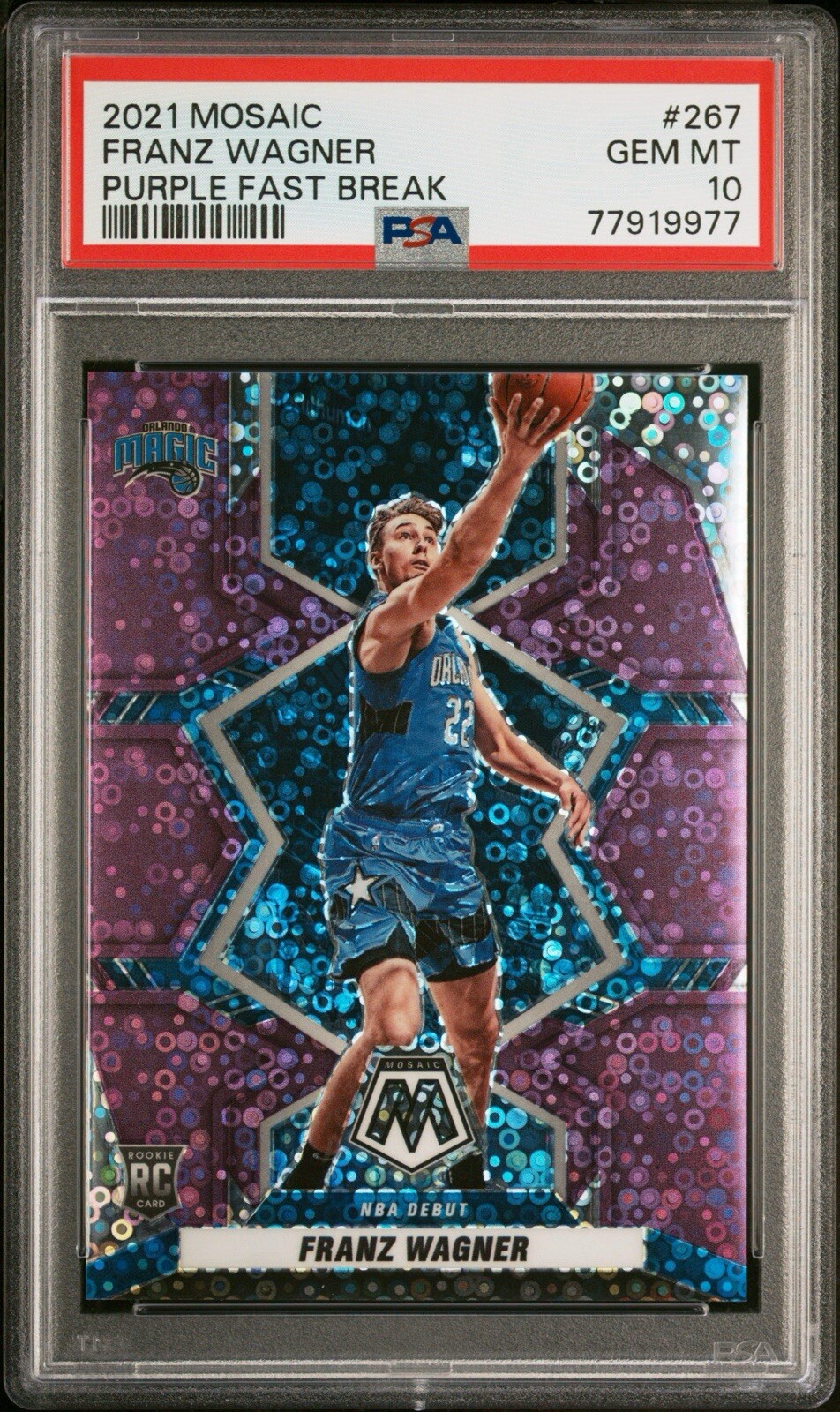 2021 Franz Wagner Mosaic Purple Fast Break /50 PSA 10 ROOKIE RC Low Pop 267