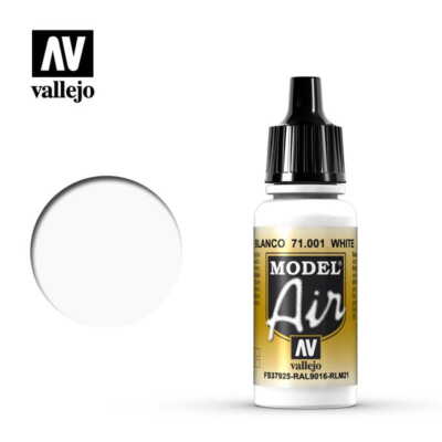 VALLEJO MODEL AIR 71001 WHITE (fs37925/ral9016/rlm21) 17ml (Acrylic Paint)