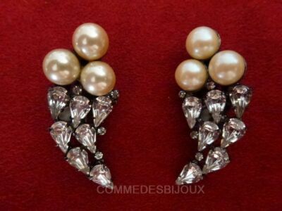 Boucles D'oreilles Clips Nacrées - Deux Nacres Argentées - Fermoir Dormeuse