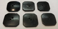 Antique Set Of 6 Dark Brown Early Plastic 1" Square 2-Hole Flat Buttons