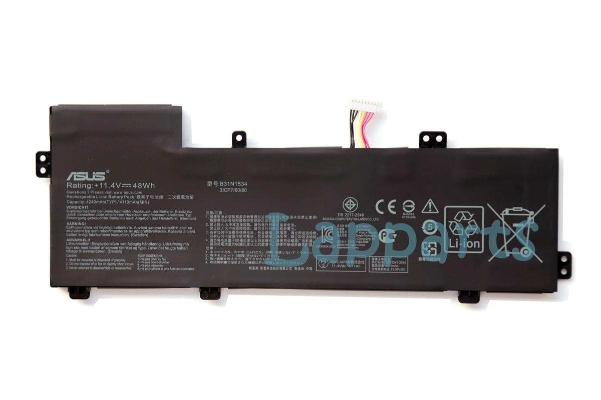 Batteria Per Laptop Asus B31N1534 – 11.4V, 48Wh, 3 Celle, Compatibile Con UX510, BX510, U5000, Con Garanzia 18 Mesi