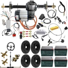 30" Go kart Rear Differential Axle Kit 6'' Wheels 48V 1000W Motor Battery Carts