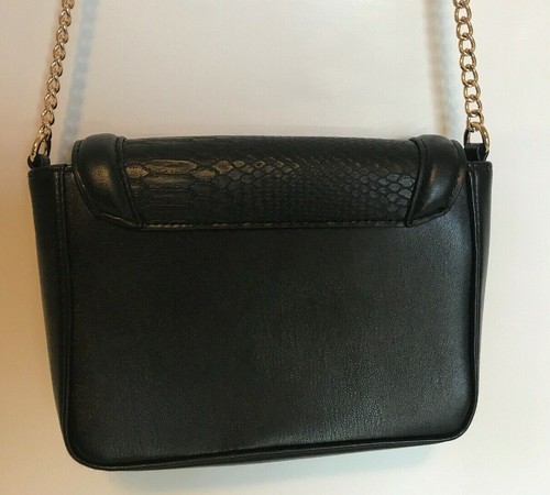 H & M Cross Body Purse Bag Black Gold Chain - Picture 3 of 6