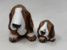 Set of 2 Vintage Handmade Peruvian Clay Beagle Dog Figurines from Peru